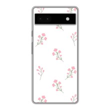 Чехол с розовым рисунком для Google Pixel 6a (Розовые цветы)