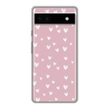 Чехол с розовым рисунком для Google Pixel 6a (Сердечки на розовом)