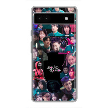Чехол Гра в кальмара для Google Pixel 6a – Коллаж игры кальмара