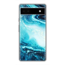 Мраморный чехол на Google Pixel 6a (VPrint) (Голубой мрамор)