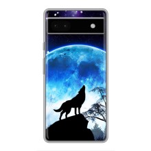 Захисні чохли для Гугл Пиксель 6а (AlphaPrint) (ХІТ продаж) ВОВК (Вовк на місяць)