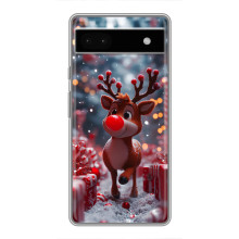 Яркий чехол для Google Pixel 6a с Зимними Оленятами – Олень среди подарков