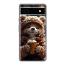 Печатный чехол «Зверята с кофе» для Google Pixel 6a – Мишка с кофе