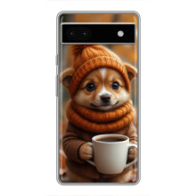 Печатный чехол «Зверята с кофе» для Google Pixel 6a – Песик с кофе
