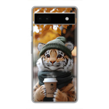Печатный чехол «Зверята с кофе» для Google Pixel 6a – Тигр с кофе