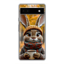 Печатный чехол «Зверята с кофе» для Google Pixel 6a – Зайчик с кофе