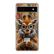 Печатный чехол «Зверята с кофе» для Google Pixel 6a – Жираф с кофе
