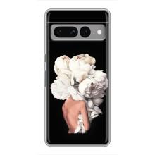 Чехлы (ART) Цветы на Google Pixel 7 Pro (VPrint) (Белые цветы)