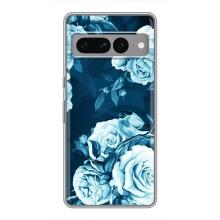 Чехлы (ART) Цветы на Google Pixel 7 Pro (VPrint) (Голубые Бутоны)