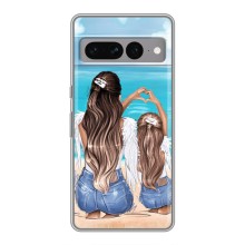 Чехол с печатью для Google Pixel 7 Pro - (Мама с ребенком) (AlphaPrint) (Мама с доченькой)