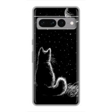 Чехол с принтом для Google Pixel 7 Pro (AlphaPrint) Модные коты (Котик и луна)