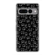 Чехол с принтом для Google Pixel 7 Pro (AlphaPrint) Модные коты (Меленькие котики)