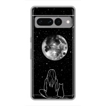 Чехол с рисунком кот на Google Pixel 7 Pro (Девушка с котом)