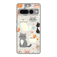 Чехол с рисунком кот на Google Pixel 7 Pro (Коллаж котов)