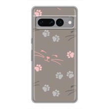 Чехол с рисунком кот на Google Pixel 7 Pro (Лапы и усы)