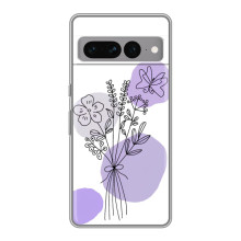 Силиконовый чехол с принтом в цветах на Google Pixel 7 Pro – Фиолетовый букет