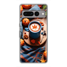 Чехол с уникальным дизайном «Осень с кофе» для Google Pixel 7 Pro – Кофе и тыквы