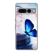 Силиконовый бампер с картинкой животных для Google Pixel 7 Pro (Бабочка синяя)