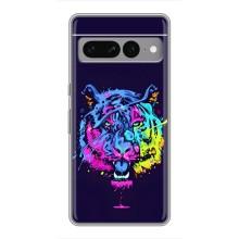 Силиконовый бампер с картинкой животных для Google Pixel 7 Pro (Тигр-Арт)