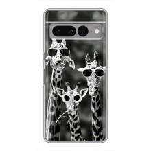 Силиконовый чехол с КАРТИНКАМИ лето для Google Pixel 7 Pro (AlphaPrint) (Жирафы в очках)