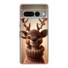 Яркий чехол для Google Pixel 7 Pro с Зимними Оленятами – Олень в свитере