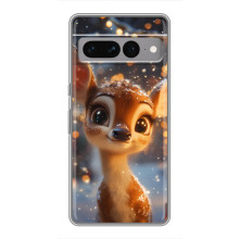 Яркий чехол для Google Pixel 7 Pro с Зимними Оленятами – Оленёнок среди гирлянд