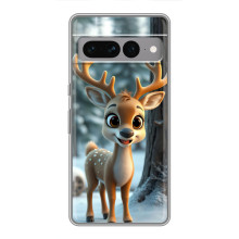 Яркий чехол для Google Pixel 7 Pro с Зимними Оленятами – Оленёнок в лесу