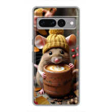 Печатный чехол «Зверята с кофе» для Google Pixel 7 Pro – Медведь с кофе