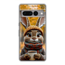 Печатный чехол «Зверята с кофе» для Google Pixel 7 Pro – Зайчик с кофе