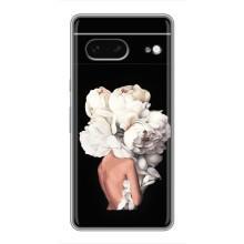 Чехлы (ART) Цветы на Google Pixel 7 (VPrint) (Белые цветы)