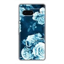 Чехлы (ART) Цветы на Google Pixel 7 (VPrint) (Голубые Бутоны)