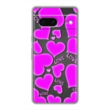 Чехлы для любимой на Гугл Пиксель 7 (VPrint) (Pink hearts)