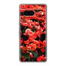 Чехлы с Цветами для Google Pixel 7 (VPrint) (Цветы красные)