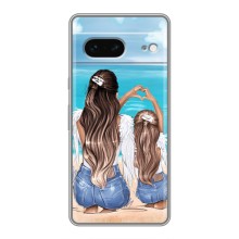 Чехол с печатью для Google Pixel 7 - (Мама с ребенком) (AlphaPrint) (Мама с доченькой)