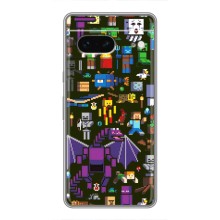 Чехол Майнкрафт на Google Pixel 7 (AlphaPrint) Minecraft (Коллаж Майнкрафт)