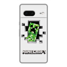 Чехол Майнкрафт на Google Pixel 7 (AlphaPrint) Minecraft (крипер Майнкрафт)