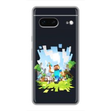 Чехол Майнкрафт на Google Pixel 7 (AlphaPrint) Minecraft (персонажи Minecraft)