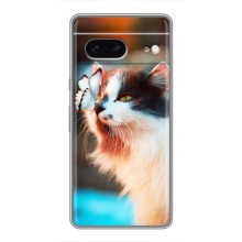 Чехол на Гугл Пиксель 7 с Котами (VPrint) (Котик с бабочкой)