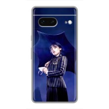 Чехлы Венсдей на Google Pixel 7 Уэнсдей (AlphaPrint) (Уэнздей с зонтом)