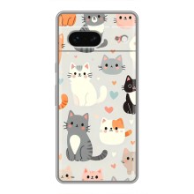 Чехол с рисунком кот на Google Pixel 7 (Коллаж котов)