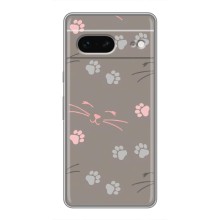 Чехол с рисунком кот на Google Pixel 7 (Лапы и усы)