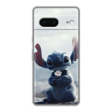 Чехол с рисунком Стич для Google Pixel 7 – Стич с цветочком