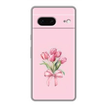Чехол с розовым рисунком для Google Pixel 7 (Букет цветов)