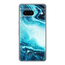 Мраморный чехол на Google Pixel 7 (VPrint) (Голубой мрамор)