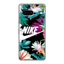 Силиконовый Чехол на Google Pixel 7 с картинкой Nike (Цветочный Nike)