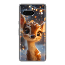 Яркий чехол для Google Pixel 7 с Зимними Оленятами – Оленёнок среди гирлянд