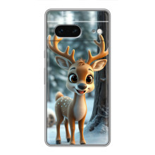 Яркий чехол для Google Pixel 7 с Зимними Оленятами – Оленёнок в лесу