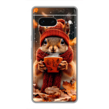 Печатный чехол «Зверята с кофе» для Google Pixel 7 – Белка с кофе