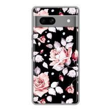 Чохли з квітами для Google Pixel 7A (VPrint) (Квіти на чорному)