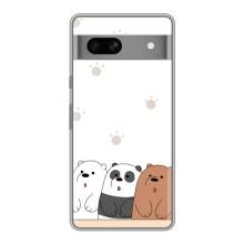 Чехлы с изображением разных животных для Google Pixel 7A (Удивленные медвеженки)
